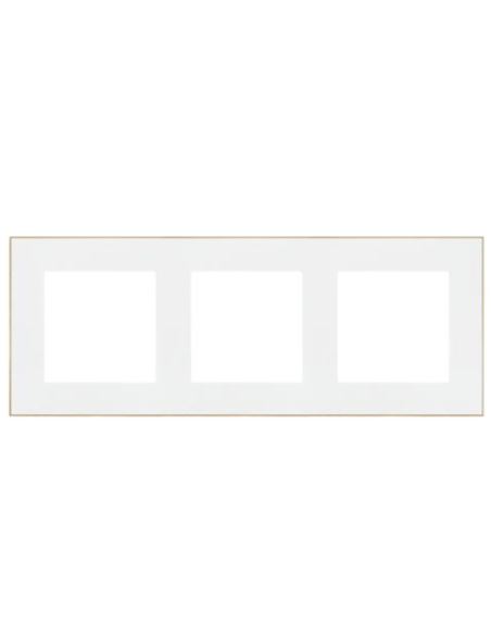 Simon55 Ramka 3-krotna DUO biała/złota TRD3.166/11