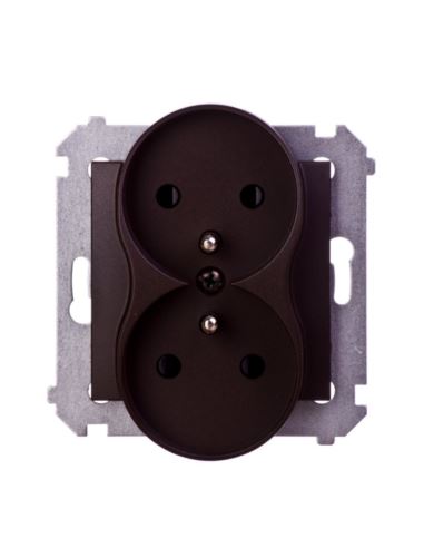 Simon54 Gniazdo podwójne z/u brąz mat
