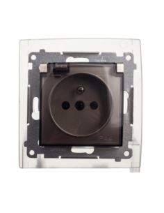 Simon54 Gniazdo pojedyncze z/u IP44 złoty mat tran