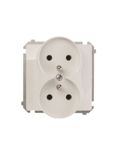 Simon Basic Gniazdo podwójne z/u białe