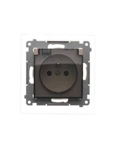 Simon54 Gniazdo pojedyncze z/u IP44 kremowe trans.