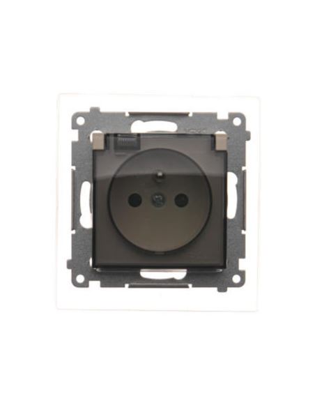 Simon54 Gniazdo pojedyncze z/u IP44 kremowe trans.