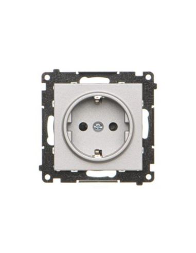 Simon55 Gn. Schuko z przesłonami(moduł) alumi mat