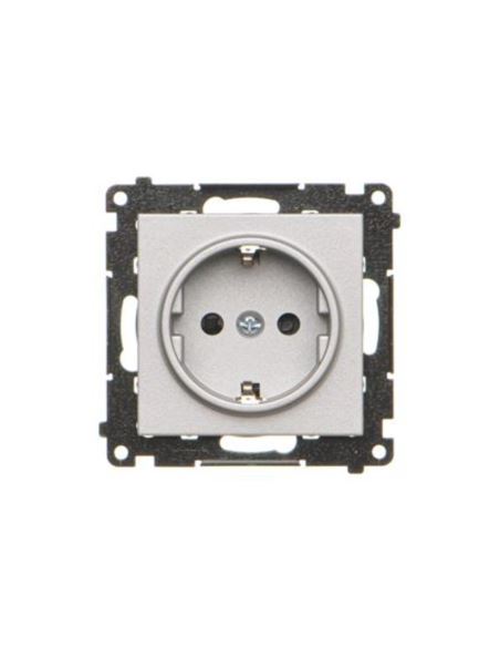 Simon55 Gn. Schuko z przesłonami(moduł) alumi mat