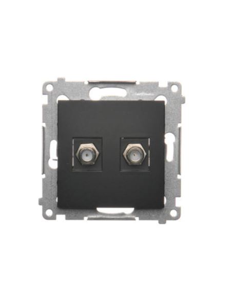 Simon54 Gniazdo antenowe typu F podw. czarny mat