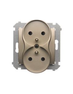 Simon54 Gniazdo podwójne z/u złoty mat