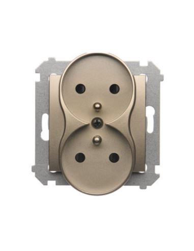 Simon54 Gniazdo podwójne z/u złoty mat