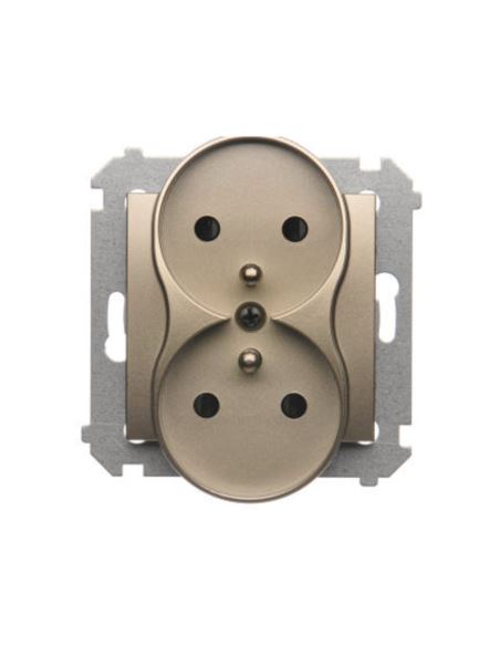 Simon54 Gniazdo podwójne z/u złoty mat