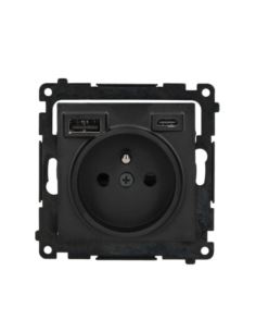 Simon55 Gniazdo wtycz. z ładowarką USB C+A cz. mat