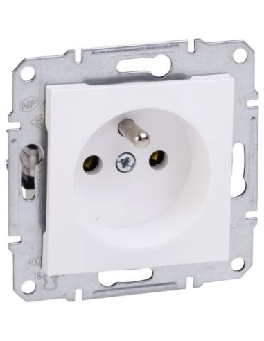 ASFORA Gniazdo sieciowe poj. 2P+Z BIAŁE bez ramki