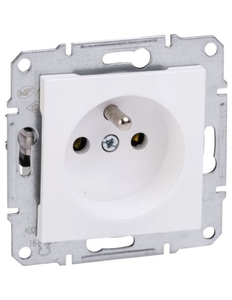 ASFORA Gniazdo sieciowe poj. 2P+Z BIAŁE bez ramki