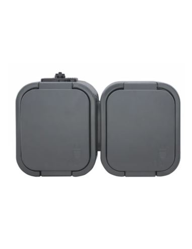 Gniazdo podwójne SCHUKO 2P+Z natynkowe szare