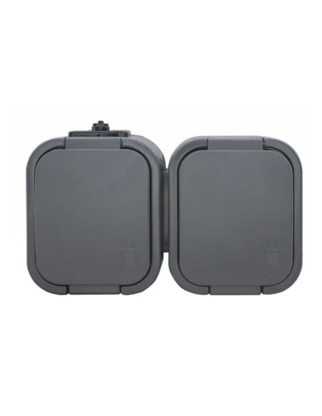 Gniazdo podwójne SCHUKO 2P+Z natynkowe szare