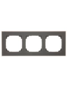 Simon55 Ramka potrójna szkło mrożone czarny mat