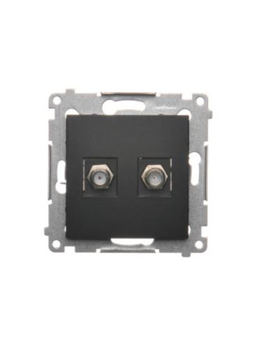 Simon54 Gniazdo antenowe typu F podw. czarny mat