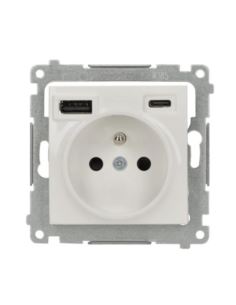 Simon54 Gniazdo pojedyncze z/u+ładowarka 2xUSB