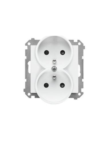 Simon55 gniazdo wtycz.podwójne z uziem. Biały mat