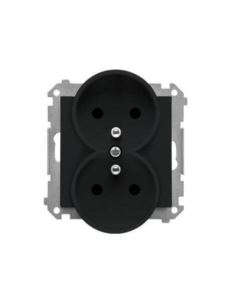 Simon55 gniazdo wtycz.podwójne z uziem.czarny mat