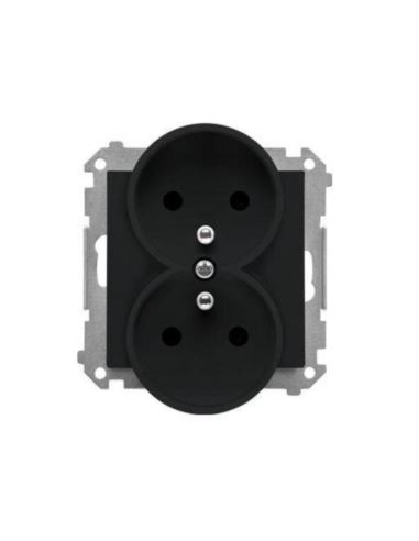 Simon55 gniazdo wtycz.podwójne z uziem.czarny mat