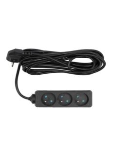 Przedłużacz 3 gniazda z uziemieniem 5m czarny