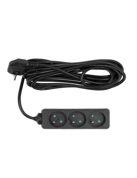 Przedłużacz 3 gniazda z uziemieniem 5m czarny