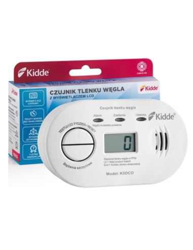 Czujnik tlenku węgla czadu 5DCO KIDDE wyśw. LCD