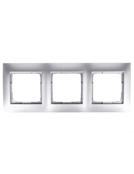 Simon54 Ramka potrójna srebrny mat 3 pola