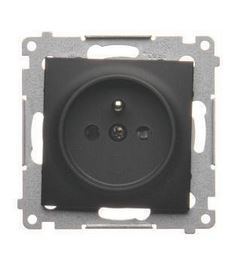 Simon54 Gniazdo pojedncze z/u  czarny mat