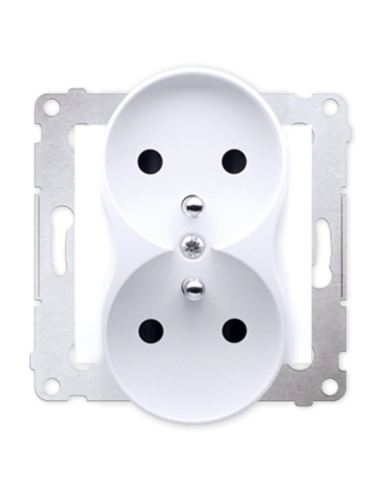 Simon54 Gniazdo podwójne z/u biały