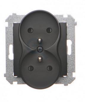 Simon54 Gniazdo podwójne z/u czarny mat