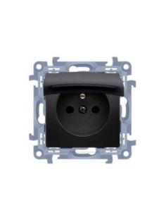 Simon10 Gniazdo poj. z uszczelką czarny mat IP44