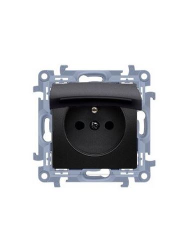 Simon10 Gniazdo poj. z uszczelką czarny mat IP44