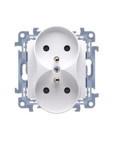 Simon10 Gniazdo podwójne z/u białe 16A