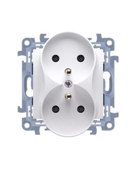 Simon10 Gniazdo podwójne z/u białe 16A