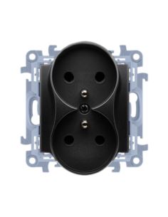 Simon10 Gniazdo podwójne z/u czarny mat 16A