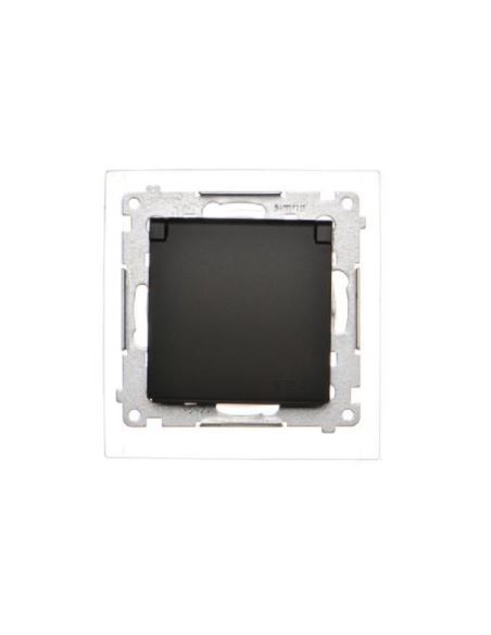 Simon54 Gniazdo pojedyncze z/u IP44 czarny mat