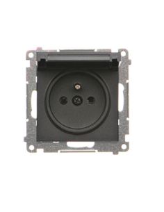 Simon55 Gniazdo z klapką IP44 z uszczelka czarny m