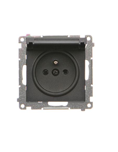 Simon55 Gniazdo z klapką IP44 z uszczelka czarny m