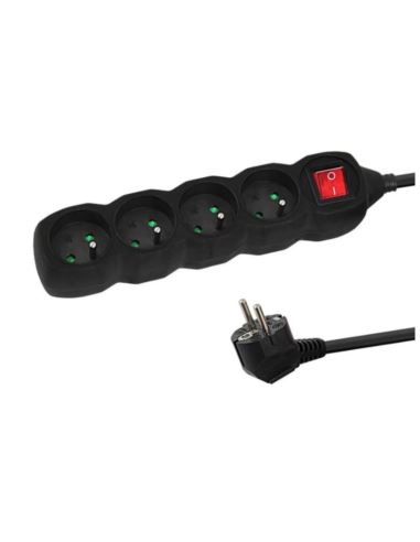 Listwa 4 gn. z uziemieniem i wyłącznikiem czarna