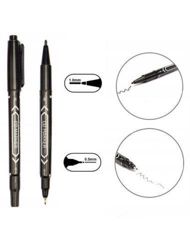 Marker dwustronny 0.5/1.0mm czarny permanentny
