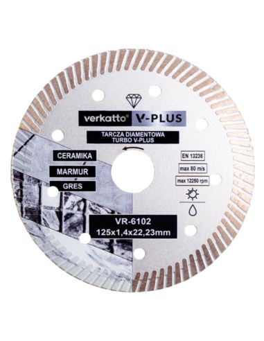Tarcza diamentowa 125x1,4 Verkatto V-plus VR-6102
