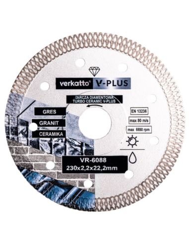 Tarcza diamentowa 230x2,2mm Verkatto Vplus VR-6088