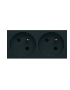GALLERY Gniazdo z uziem.podwójne 2x2P+E 16A czarne