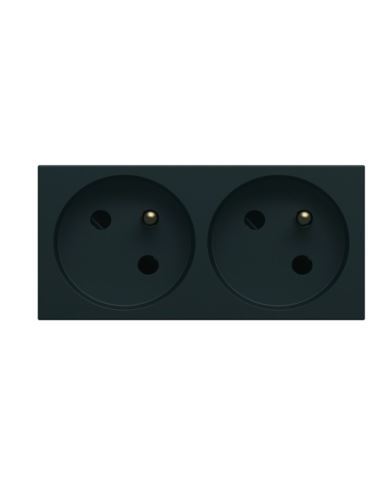 GALLERY Gniazdo z uziem.podwójne 2x2P+E 16A czarne