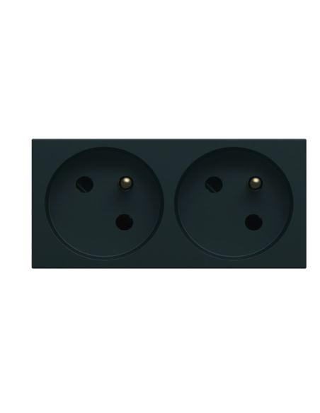 GALLERY Gniazdo z uziem.podwójne 2x2P+E 16A czarne