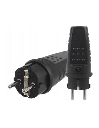 Wtyczka gumowa prosta UNI-SCHUKO IP44 czarna