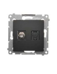 Simon54 Gniazdo ant.typ F+ RJ45 Kat 6.czarny mat
