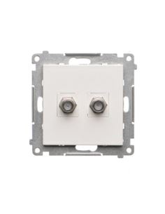 Simon55 gniazdo antenowe 2xF biały mat