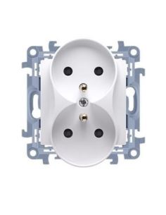Simon10 Gniazdo podwójne z/u białe 16A