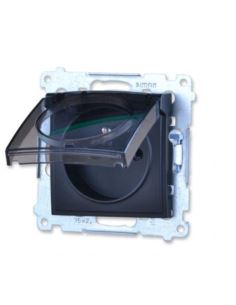 Simon54 Gniazdo pojedyncze z/u IP44 czarny mat tra